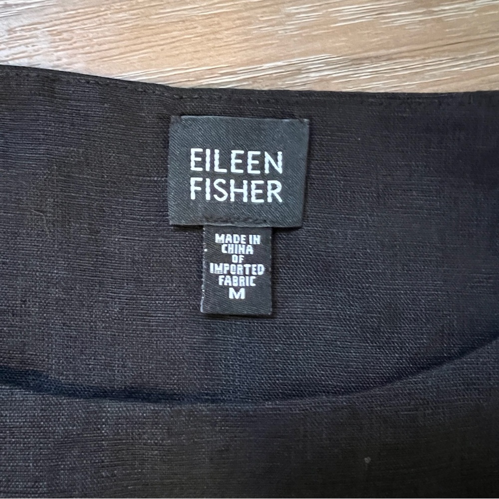 Eileen Fisher Black Irish Linen Sleeveless Dress Women’s medium - Picture 4 of 9